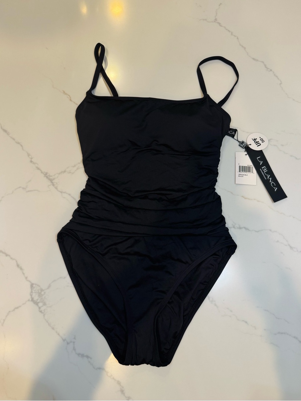 La Blanca Black Scoop Neck One-Piece Swimsuit size 6